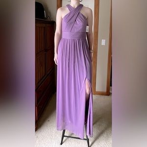 David's Bridal Bridesmaid Dress: Long Mesh Crisscross